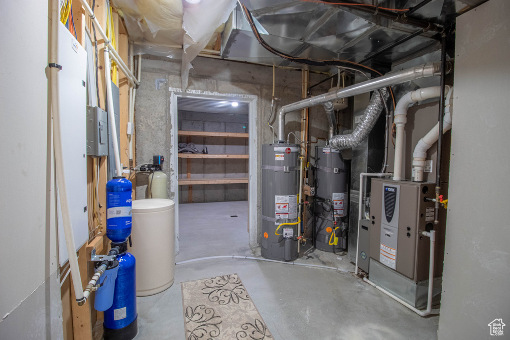 Utilities with strapped water heater