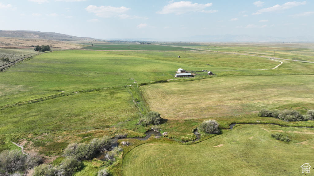 Aerial overview of property's location featuring rural landscape