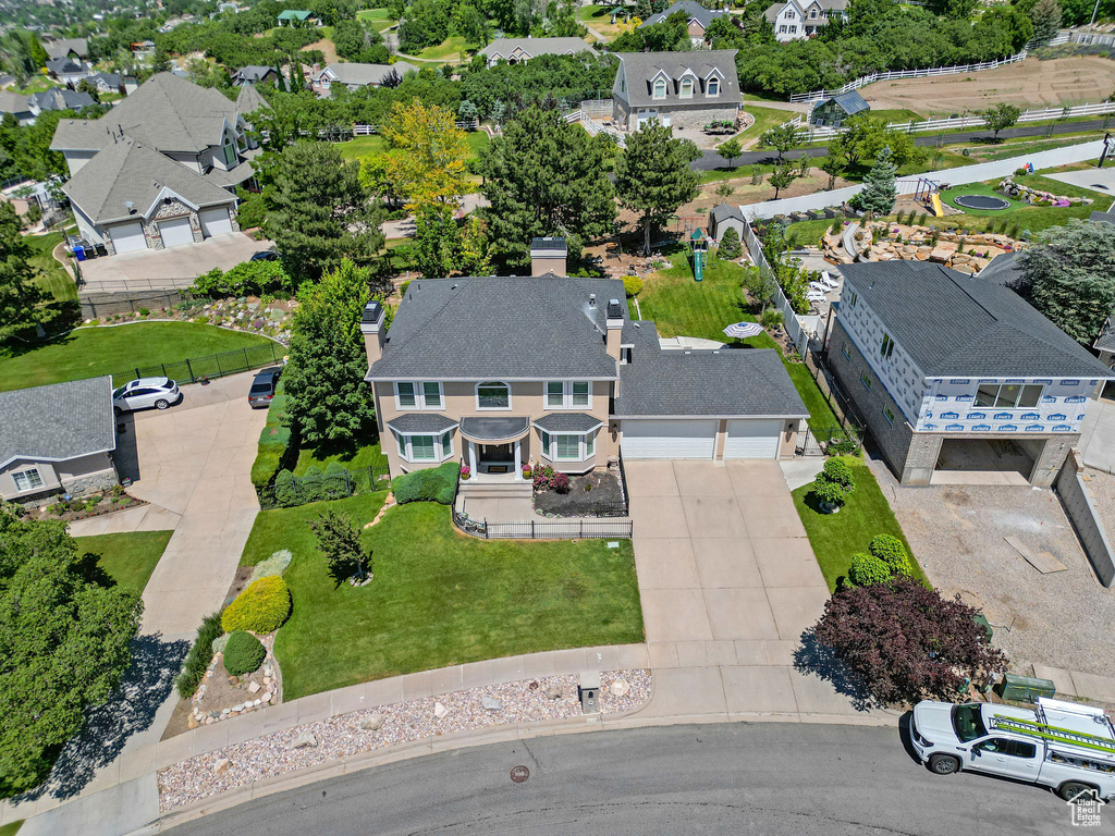 Aerial perspective of suburban area