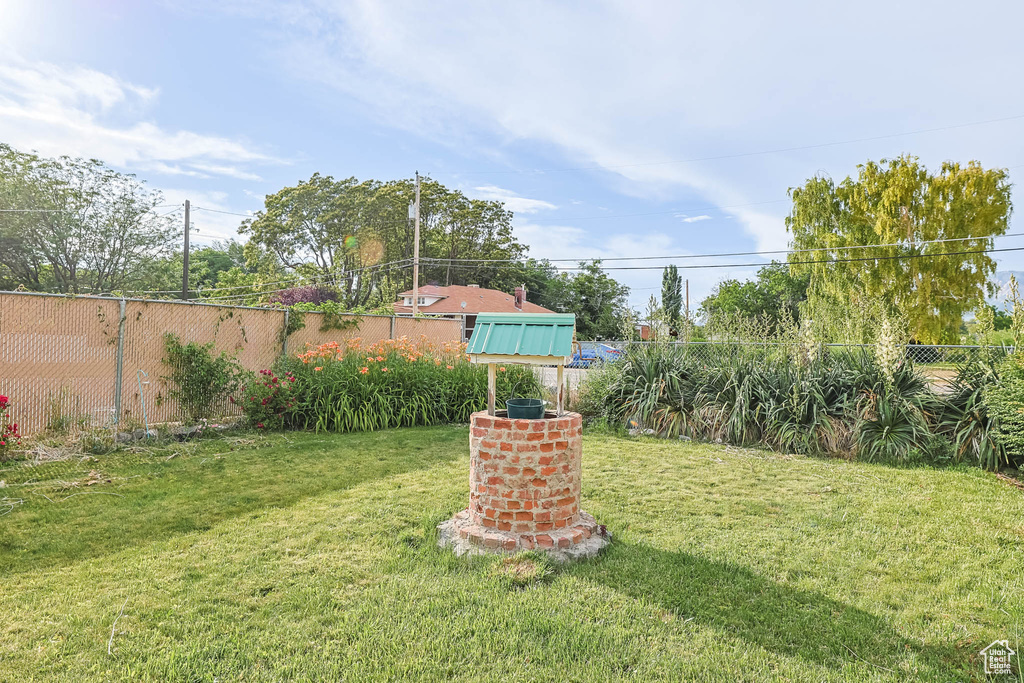 View of fenced backyard