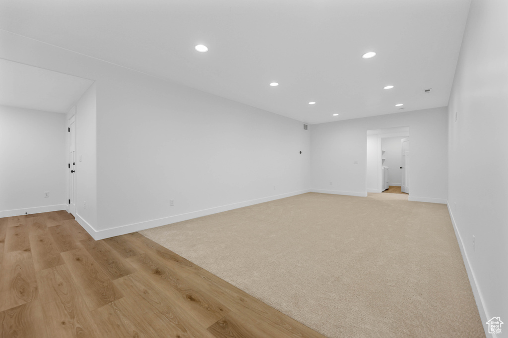 Unfurnished room featuring recessed lighting and light wood-style floors