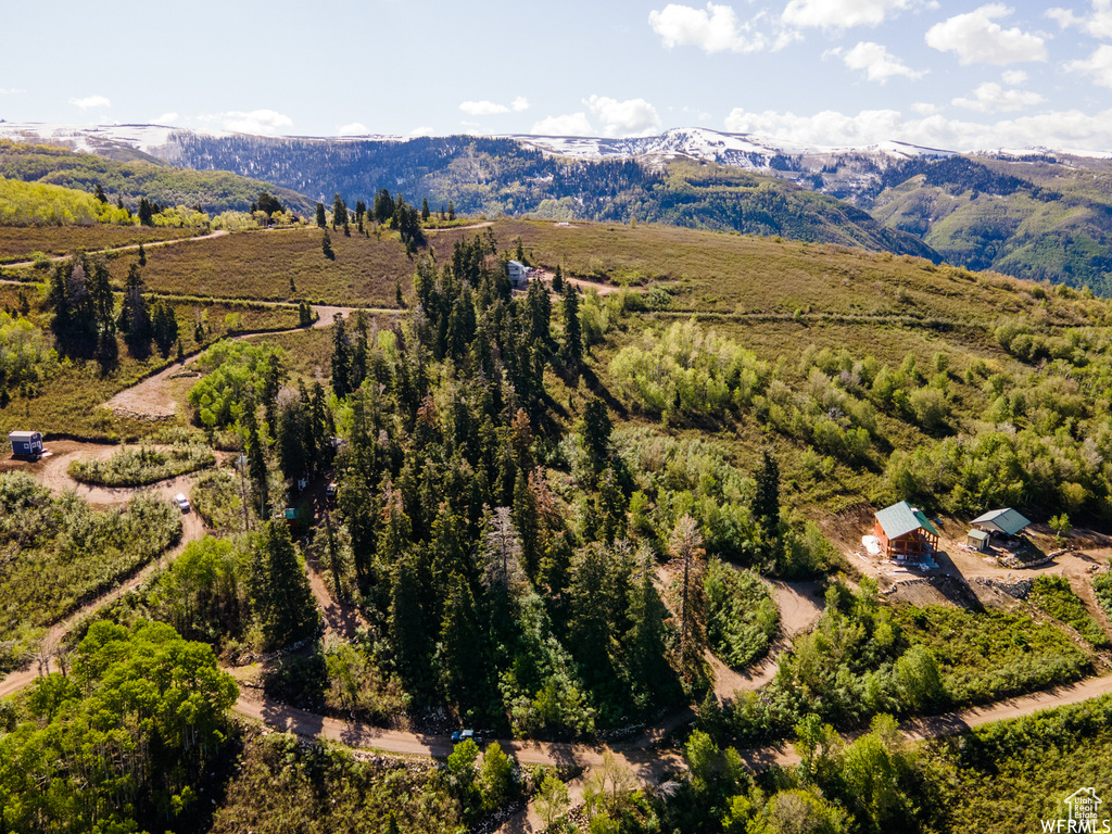 Drone / aerial view of a mountain backdrop