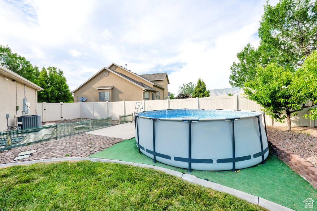 View of fenced backyard
