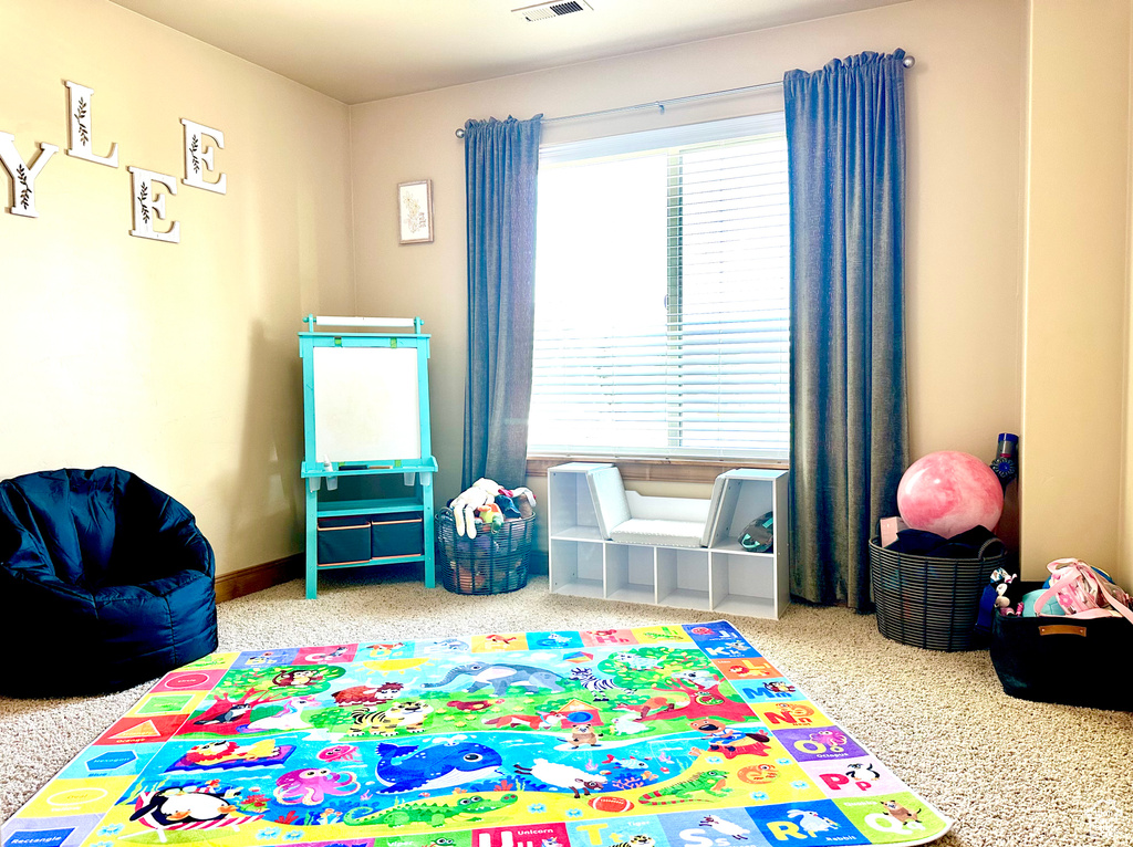 Playroom with carpet floors