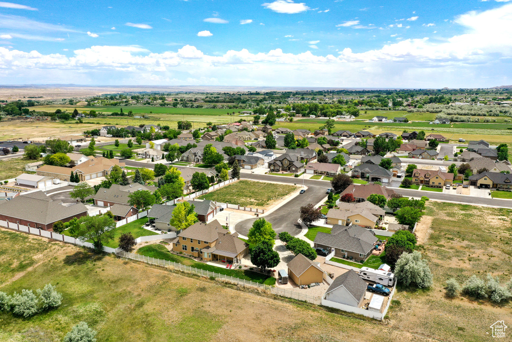Aerial perspective of suburban area