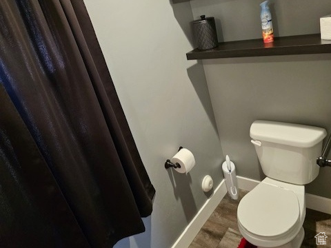 Bathroom with wood finished floors