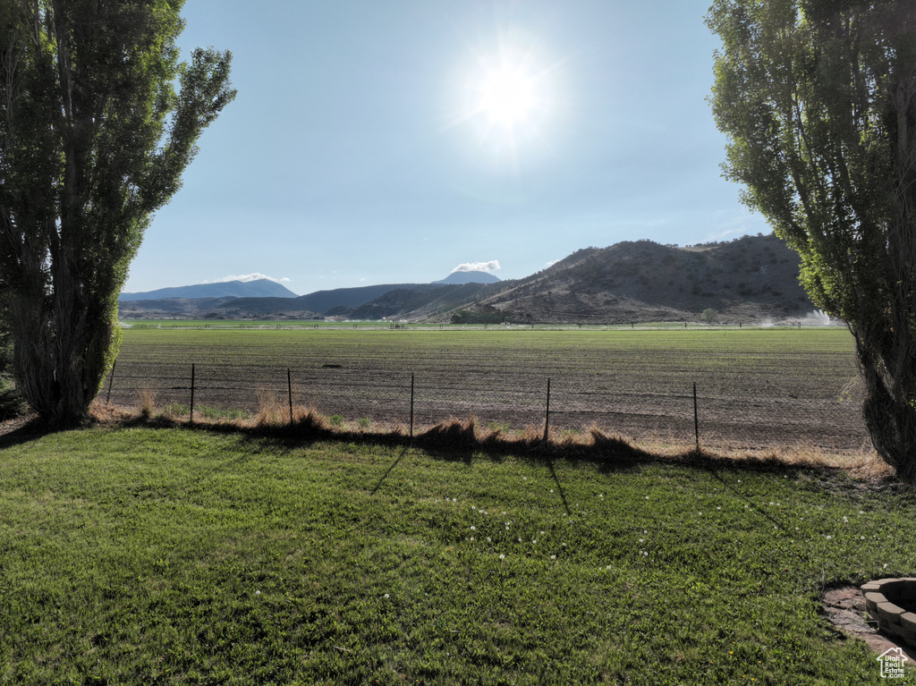 View of mountain background with rural landscape