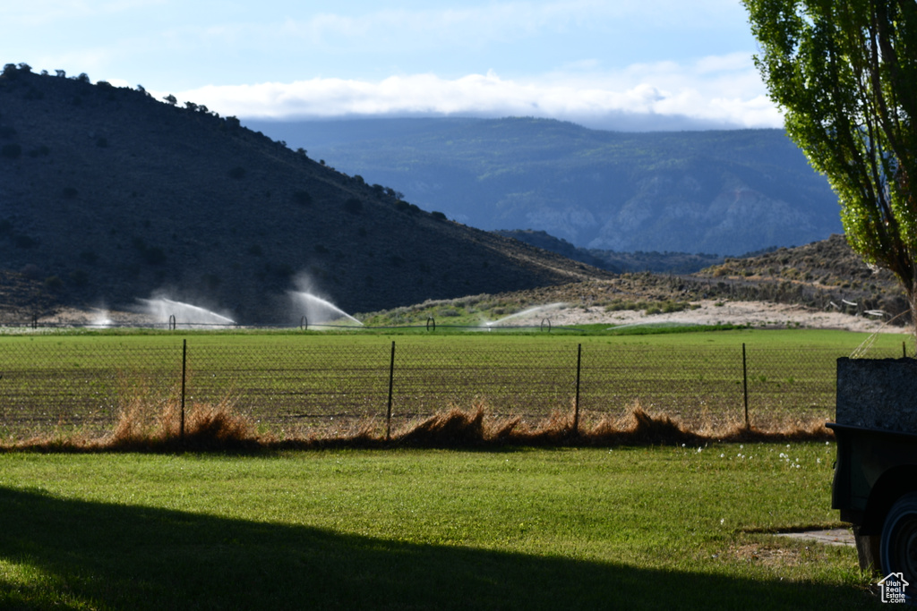View of mountain background with rural landscape
