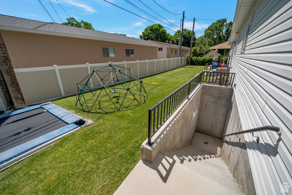View of fenced backyard