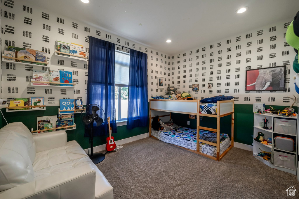 Bedroom featuring carpet flooring and recessed lighting