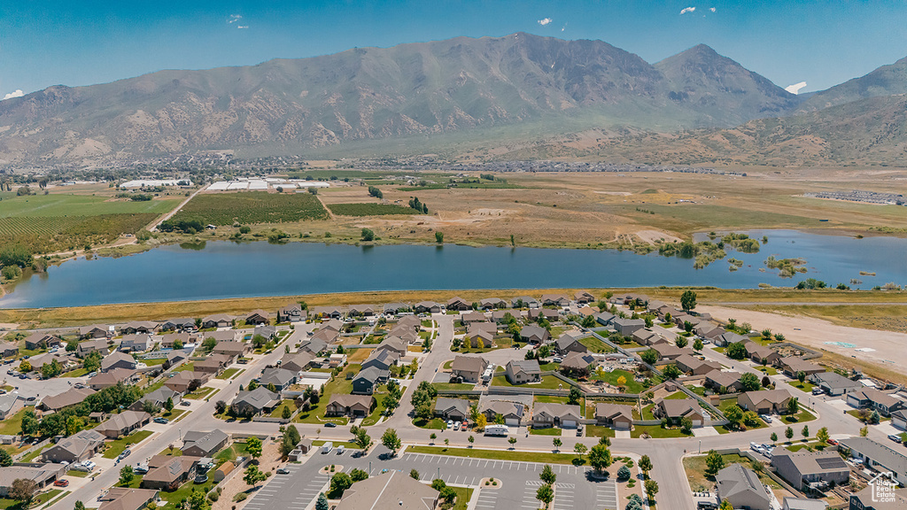 Drone / aerial view of a water and mountain view