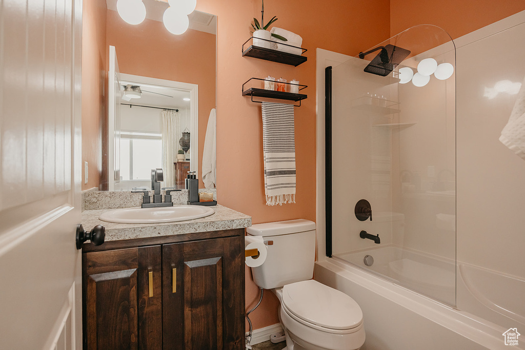 Bathroom featuring vanity and tub / shower combination