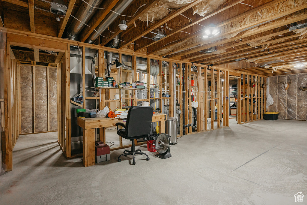 View of unfinished basement