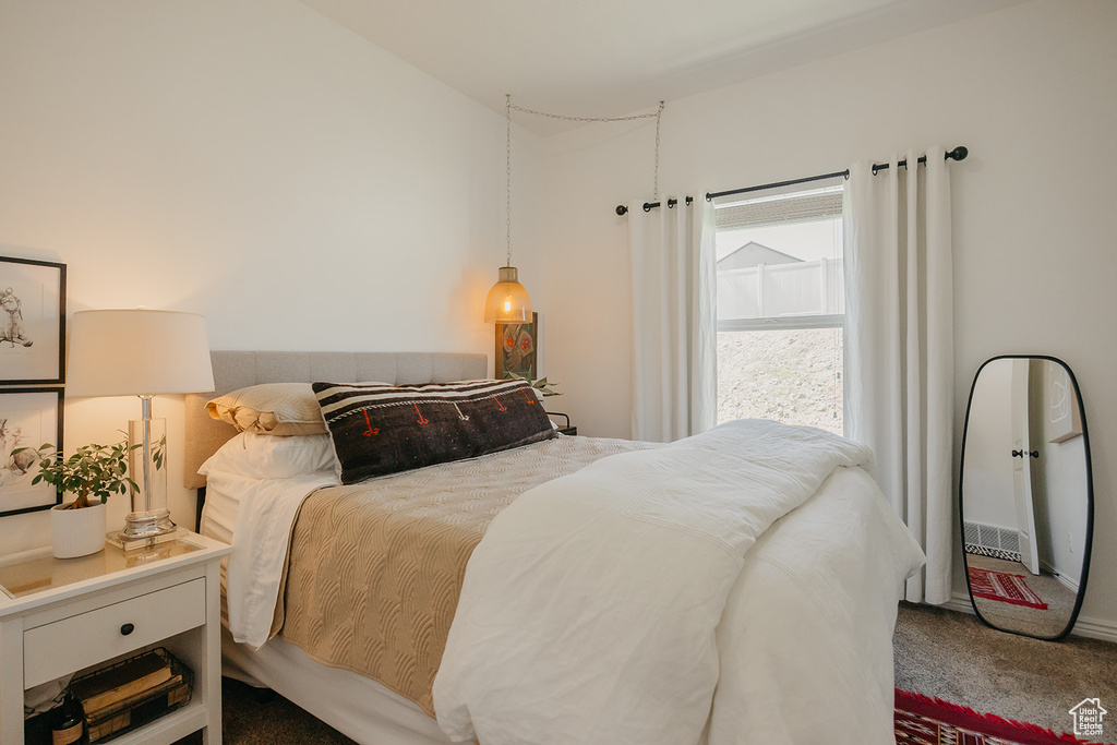 Bedroom with carpet floors
