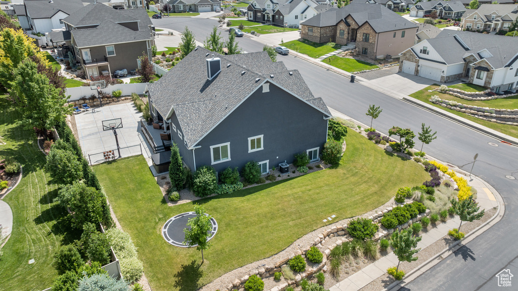 Aerial perspective of suburban area