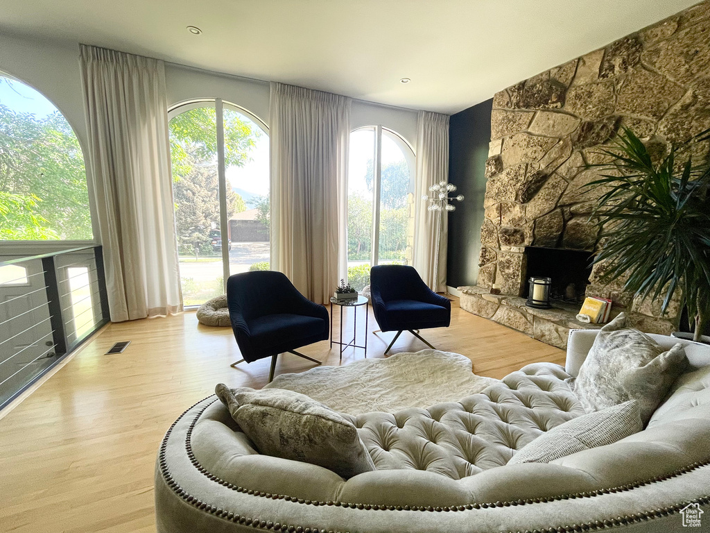 Living room with wood finished floors