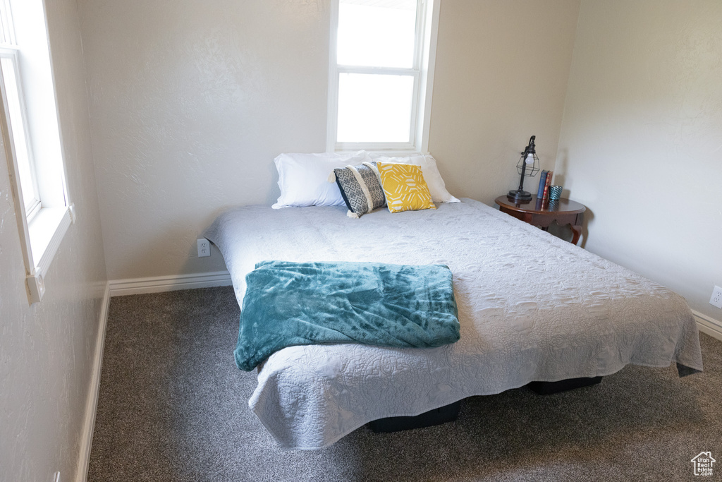 Carpeted bedroom with multiple windows