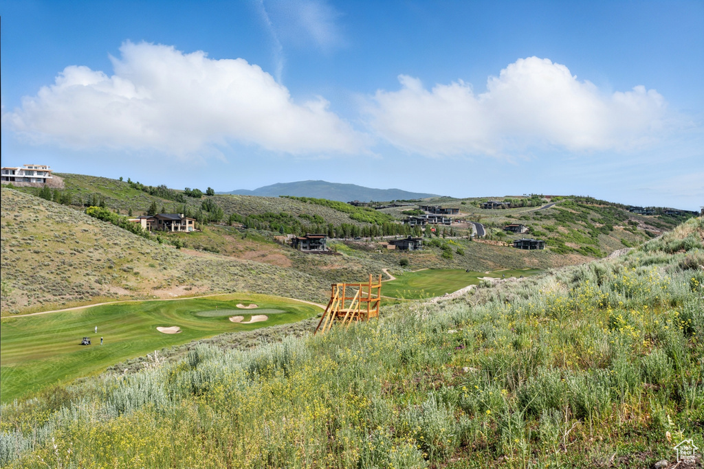 Mountain view with a golf course