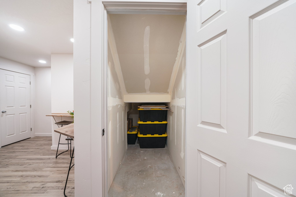 Hall with recessed lighting