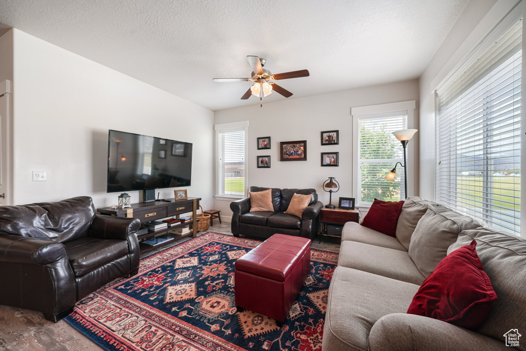 Living room with a ceiling fan