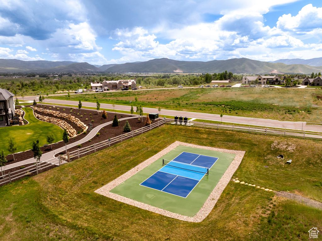 Aerial view of a mountainous background