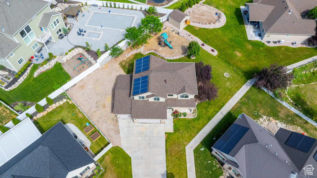 Aerial view of residential area