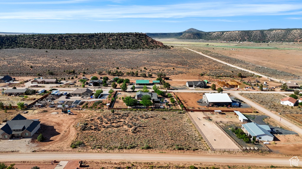 Drone / aerial view of a mountain backdrop
