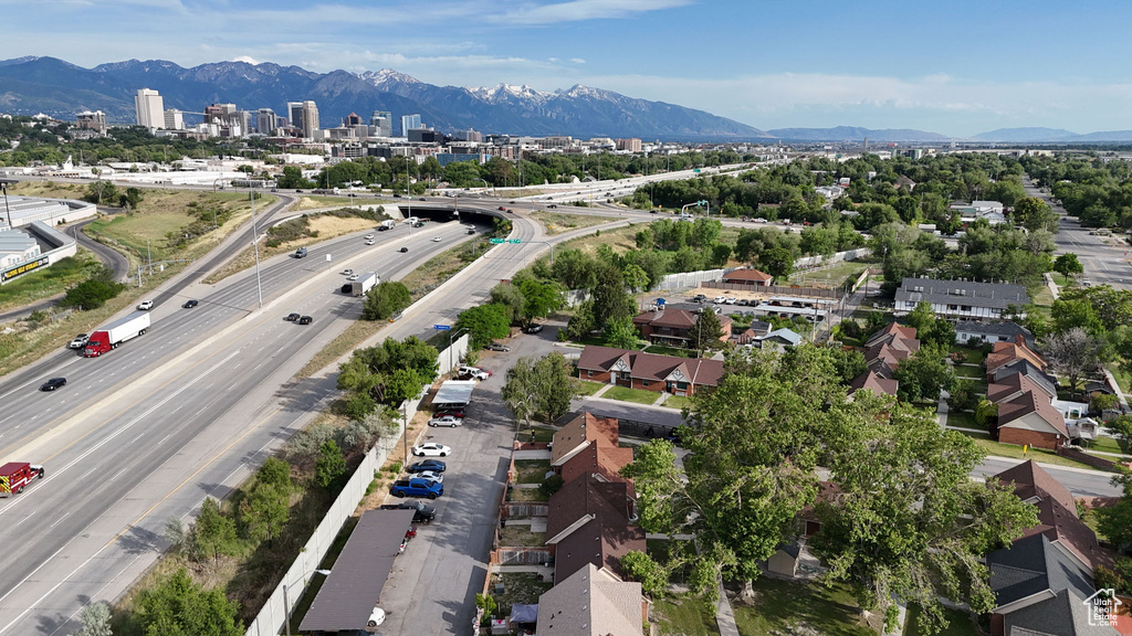 View of urban area with mountains