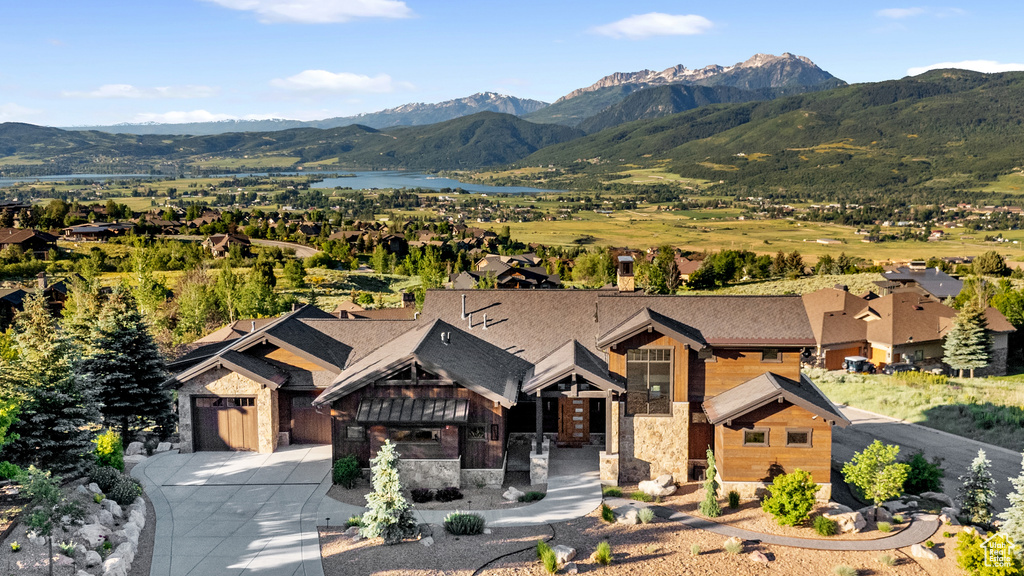Mountain view featuring a large body of water