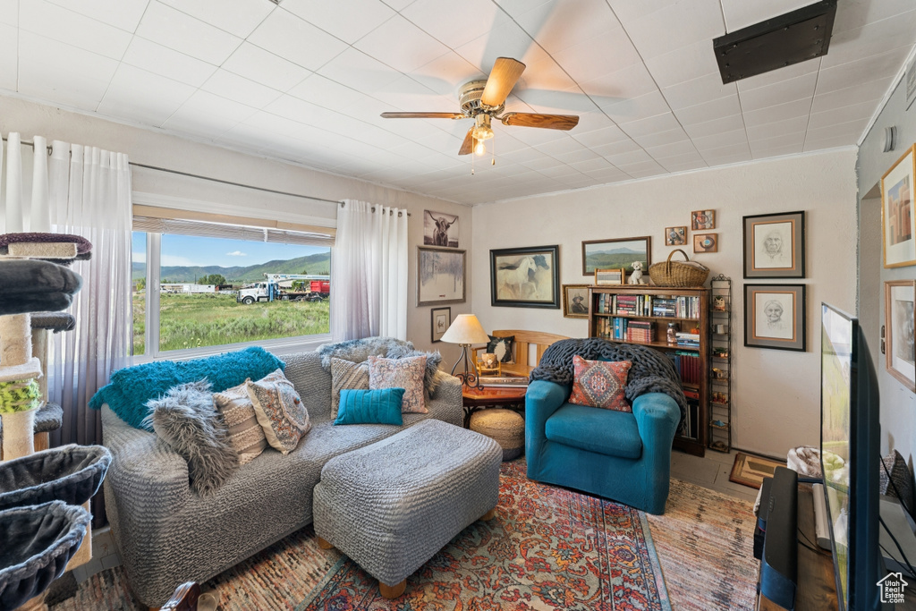 Living room with ceiling fan