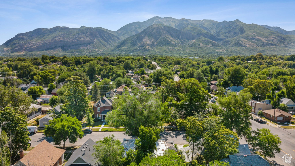 View of mountain background with nearby suburban area