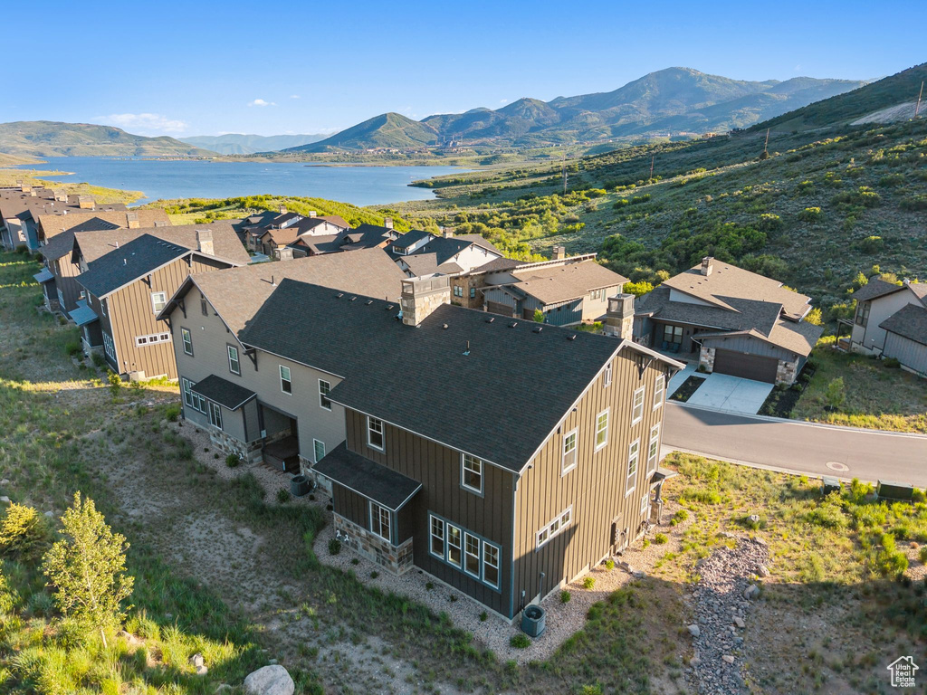 Drone / aerial view of a water and mountain view