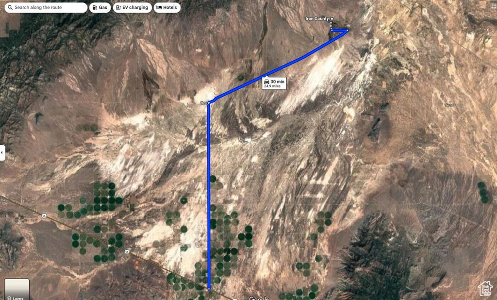 Aerial overview of property's location featuring property boundaries highlighted