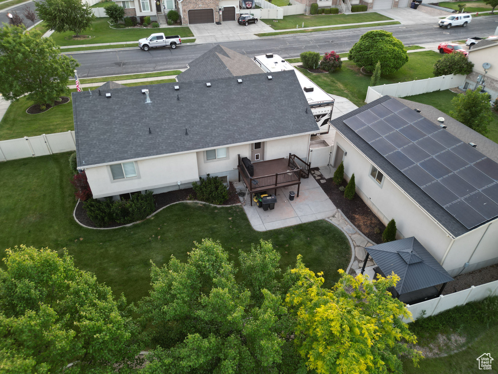 Aerial perspective of suburban area