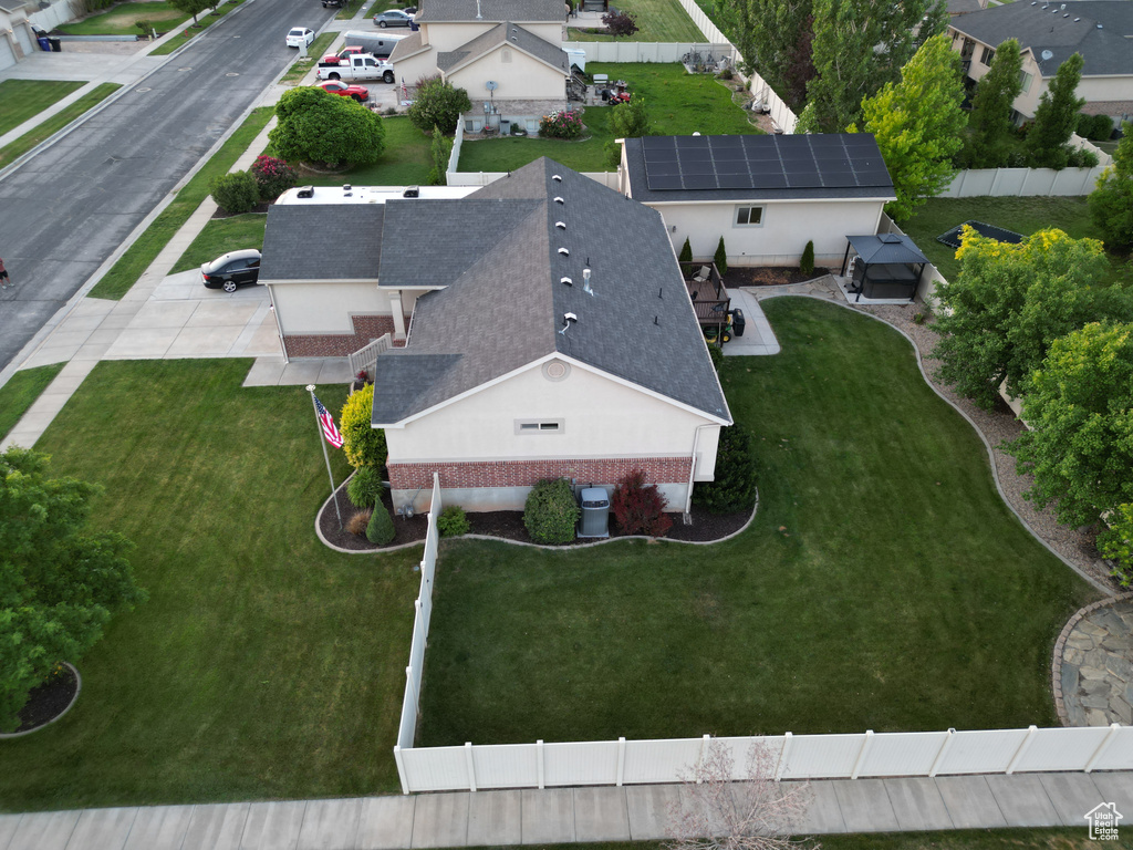 Aerial perspective of suburban area