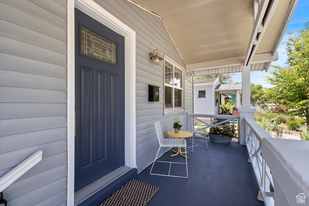 View of covered porch