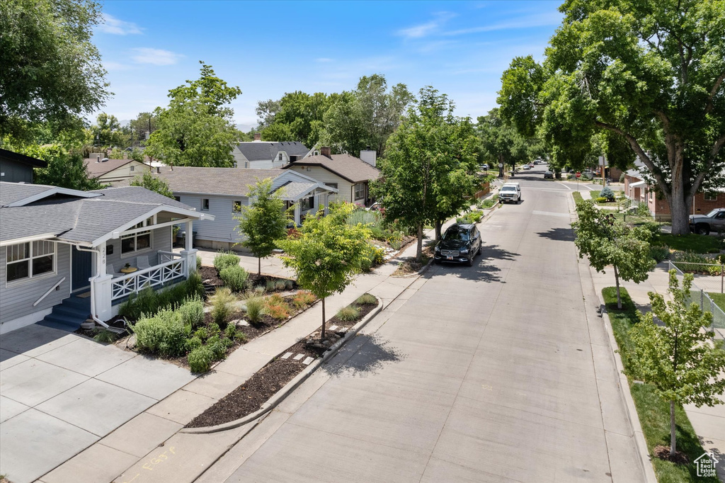 Aerial perspective of suburban area