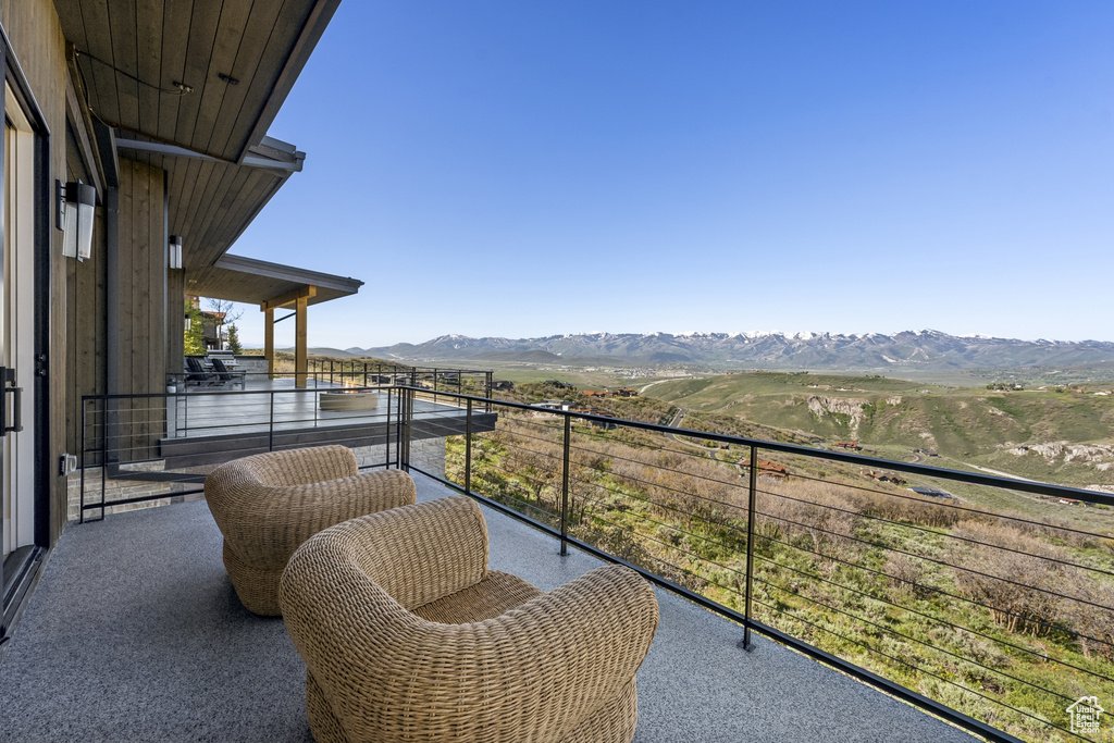 Balcony with a mountain view