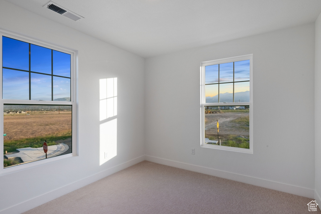 Carpeted empty room with baseboards