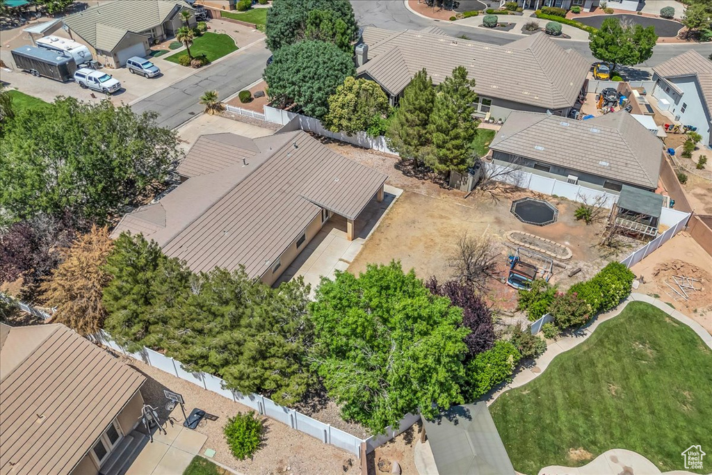 Aerial perspective of suburban area