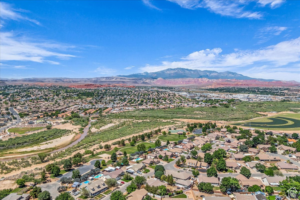 Bird's eye view of a mountain backdrop