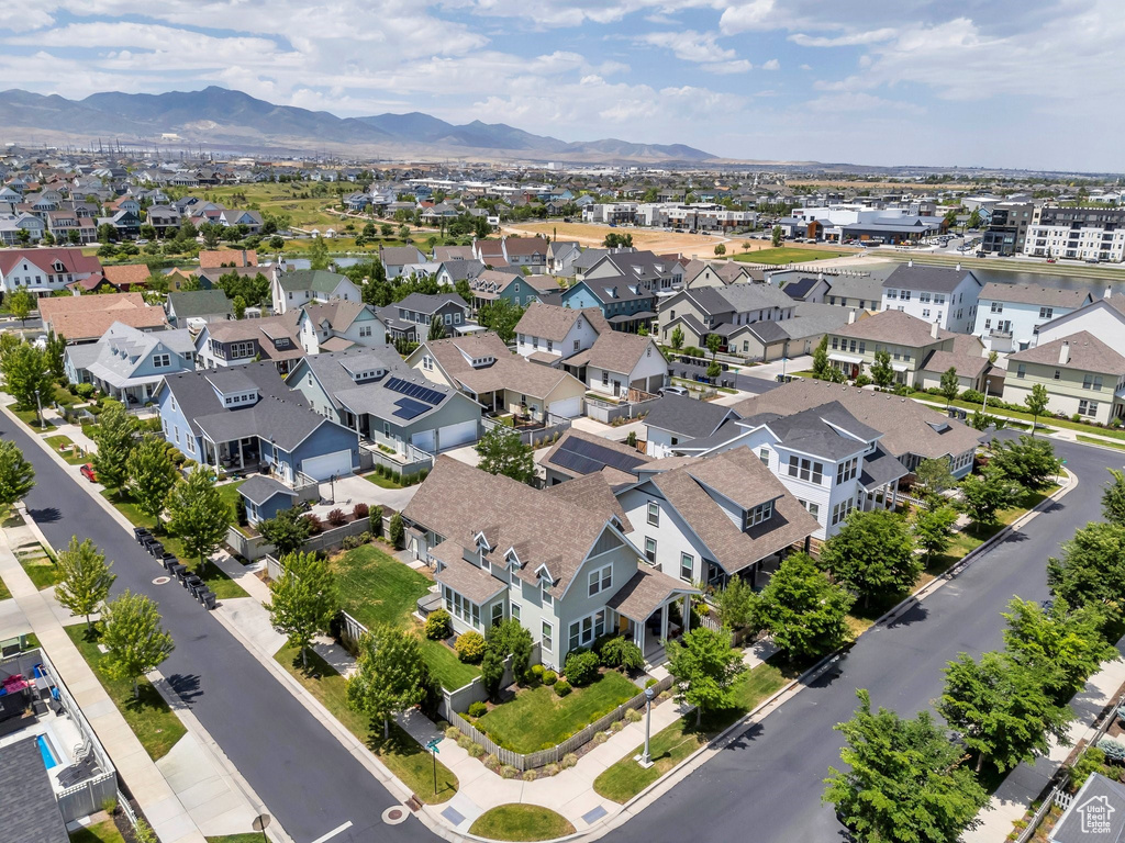 Aerial view of a mountainous background