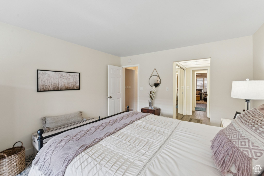 Bedroom with wood finished floors
