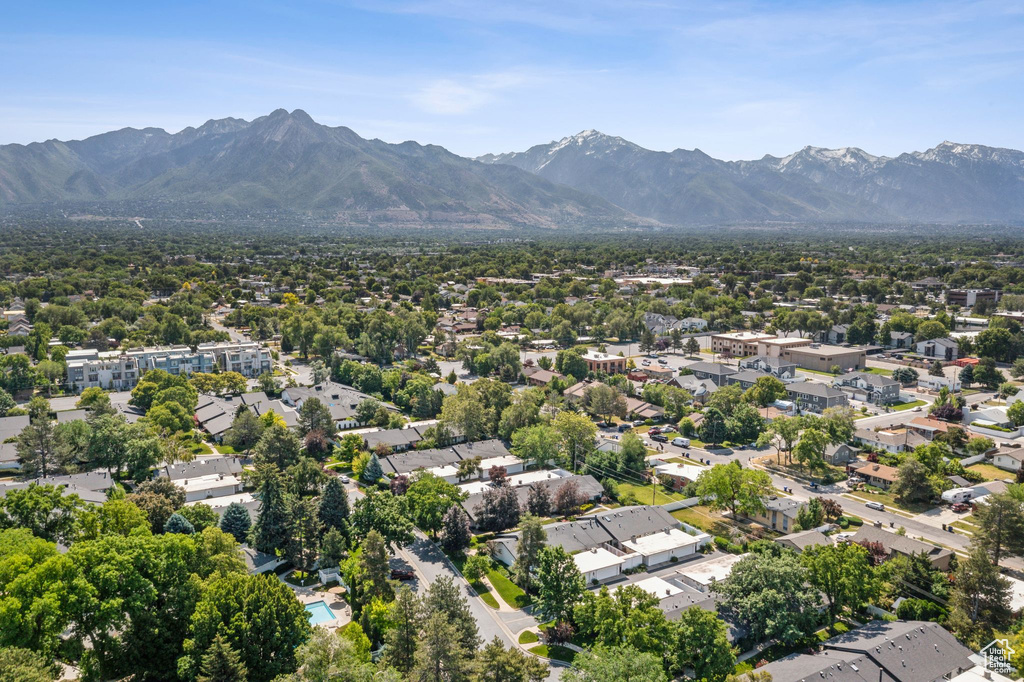 Aerial view of a mountainous background