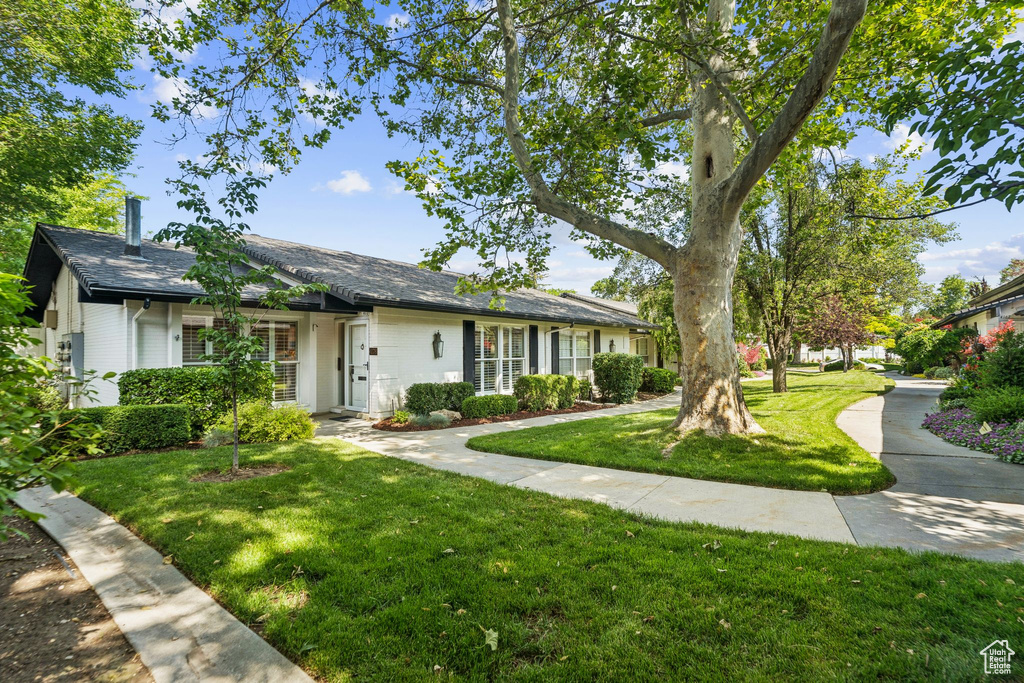 Ranch-style house featuring a front yard