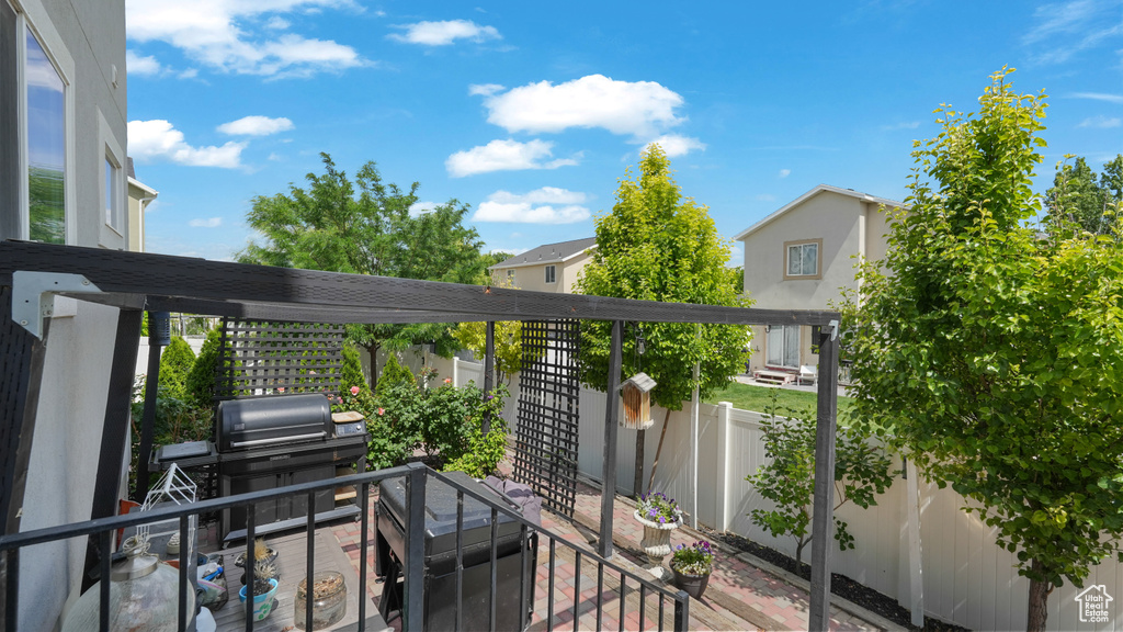 Balcony featuring a grill