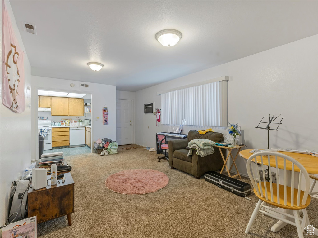 View of carpeted living area
