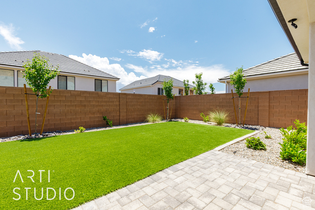View of yard with a patio area