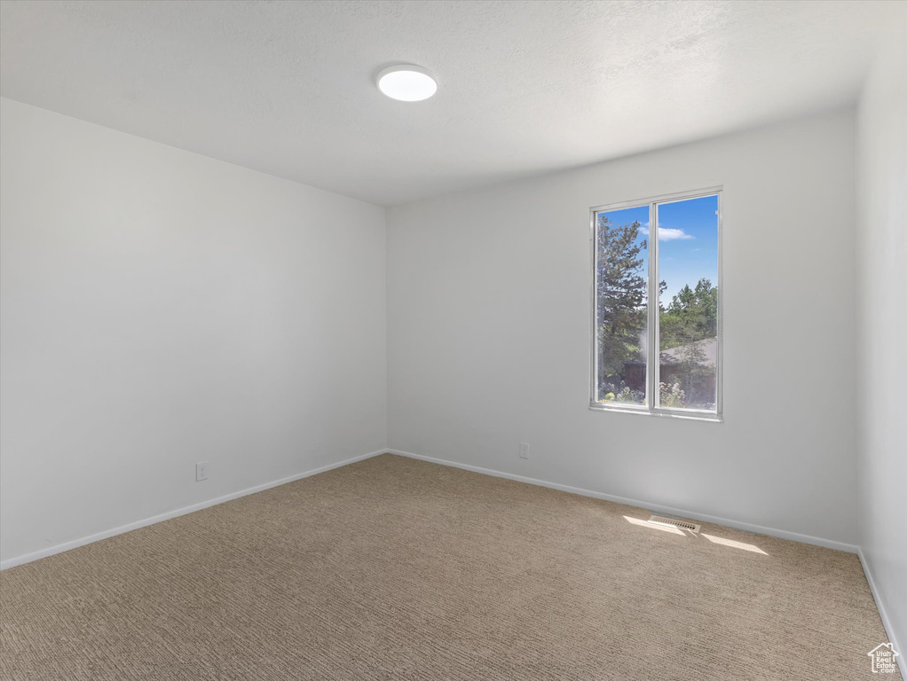 Carpeted spare room featuring baseboards