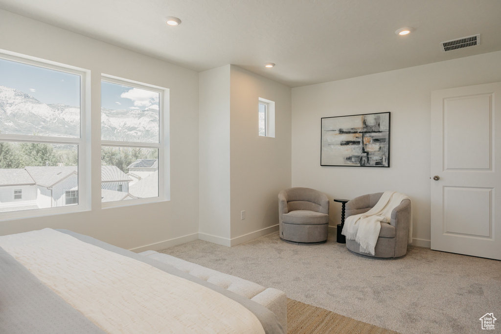 Bedroom with carpet floors and recessed lighting